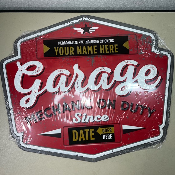 Brand New & Sealed Garage on Duty since Wall sign With Stickers Retro - Picture 1 of 6